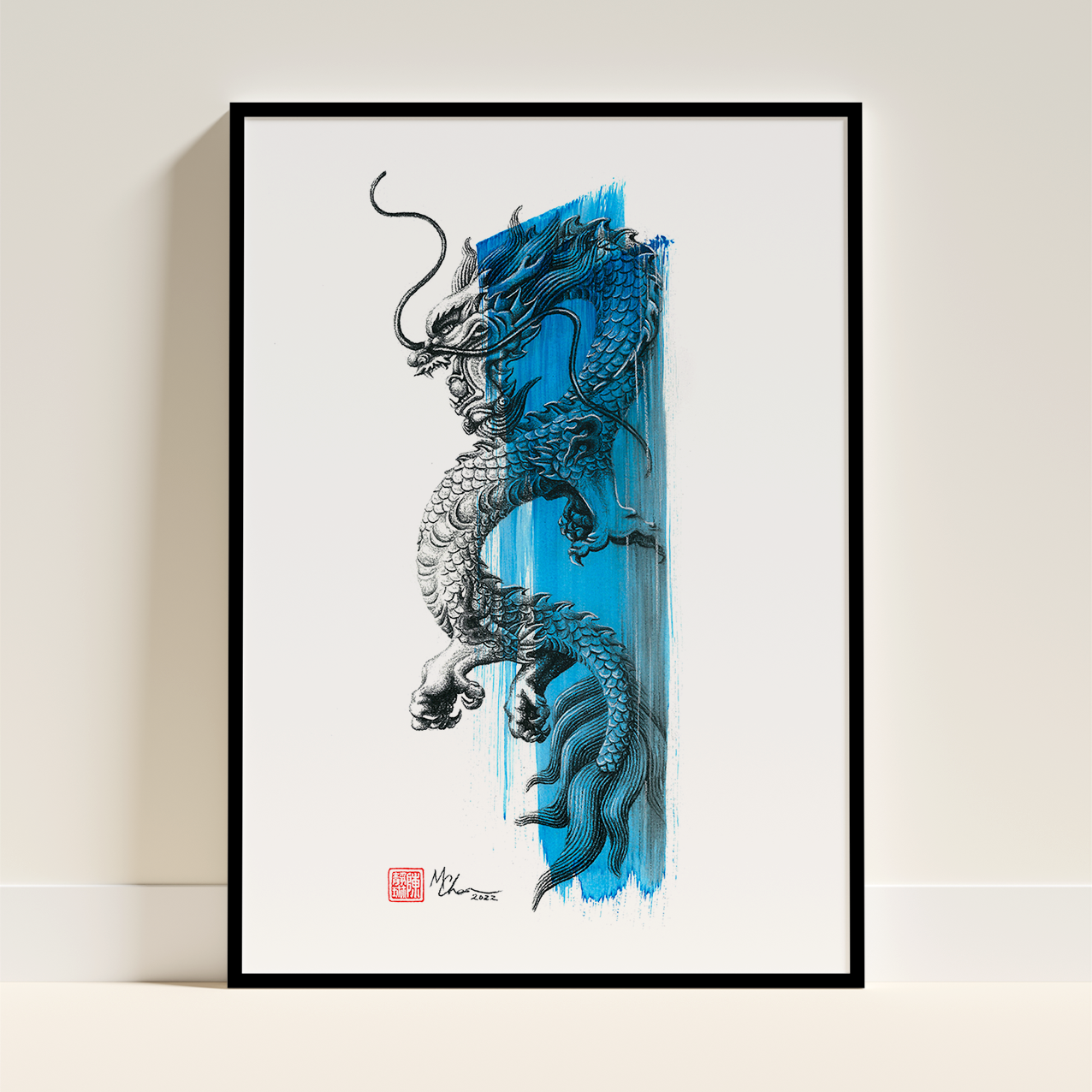 Little Blue Dragon | Framed Print