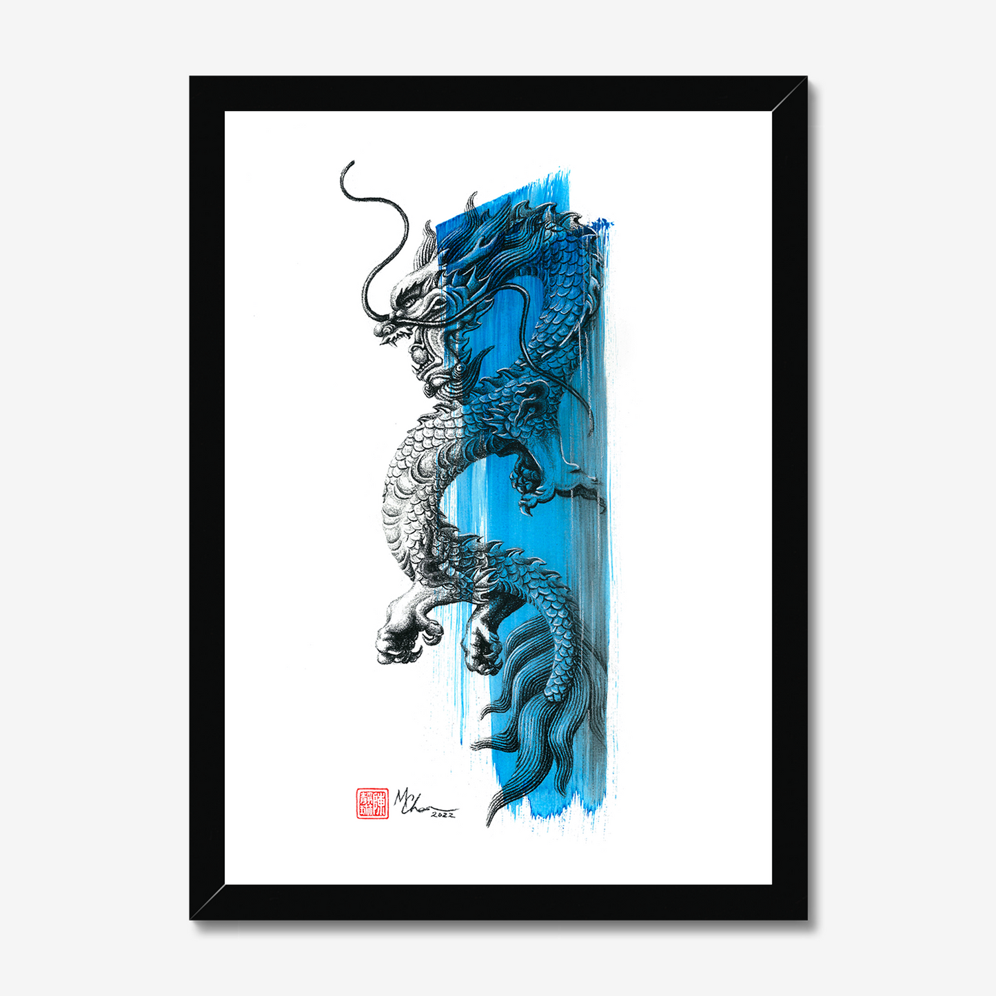 Little Blue Dragon | Framed Print